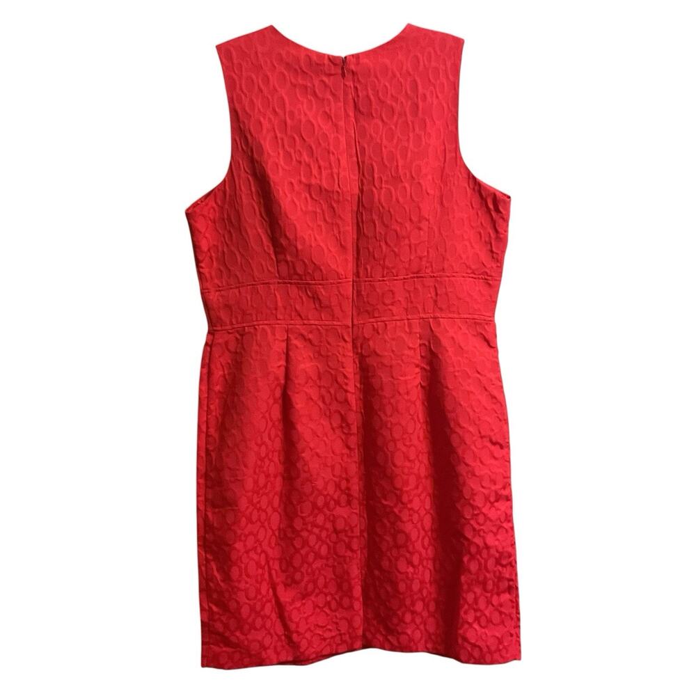 Red Sleeveless Dress| Sz 18 |Cotton Blend |Jacquard Sheath Career - Picture 2 of 13